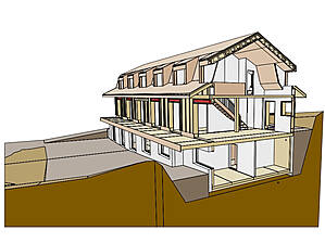 Schnitt durch das Gebäude