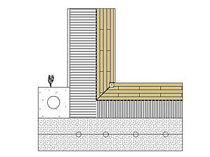 Detail of the basement in timber construction